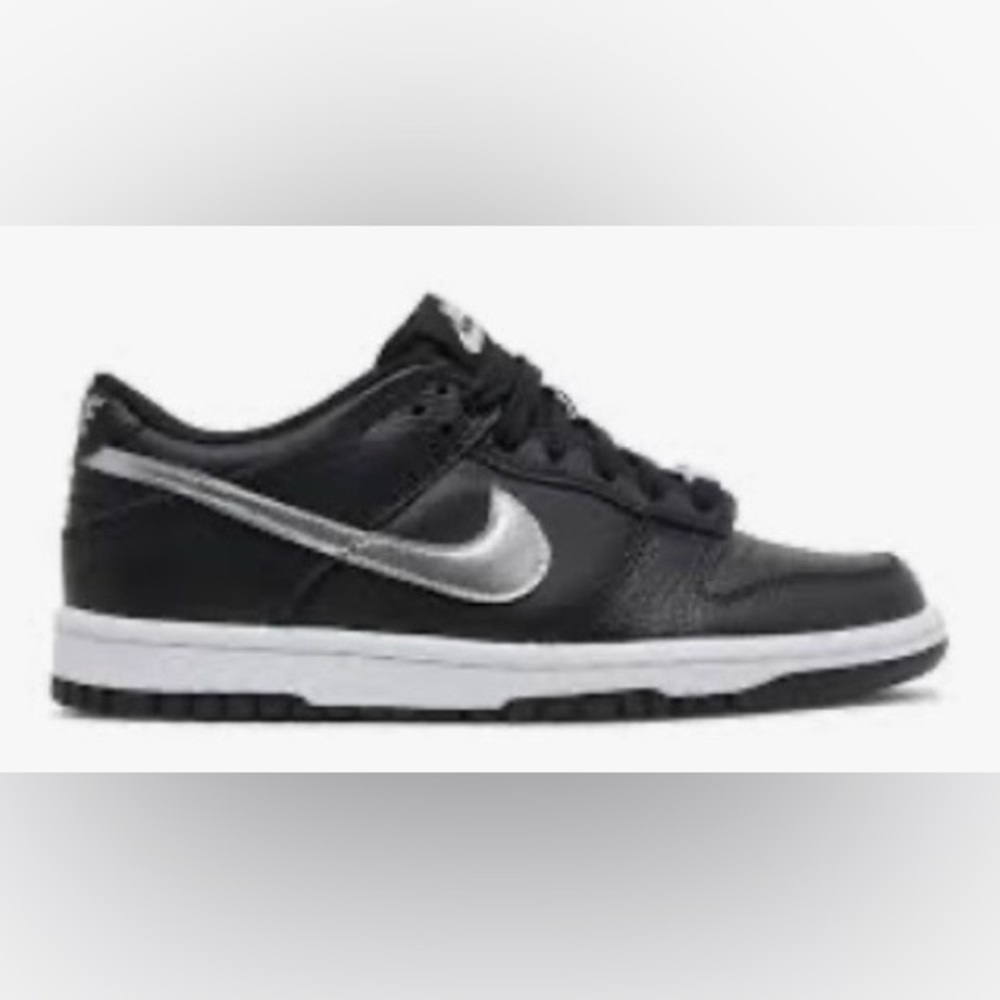 Nike Dunk Low EMB Black with Silver Swoosh